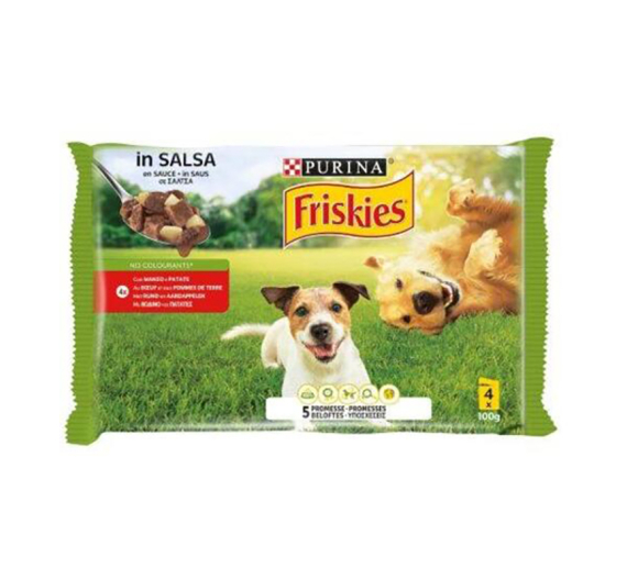 Friskies Dog Βοδινό & Πατάτες σε Σάλτσα 4x100gr