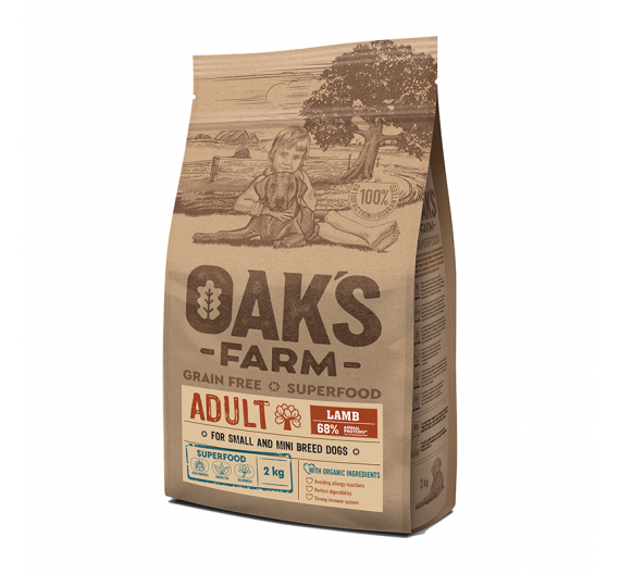 Oak's Farm Grain Free Small Adult Lamb 2kg Oak's Farm Grain Free Small Adult Lamb 2kg