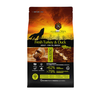 Ambrosia Grain Free Adult Turkey & Duck 12kg + 2kg ΔΩΡΟ