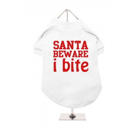 Χριστουγεννιάτικο T-shirt Σκύλου "Santa Beware I Bite"