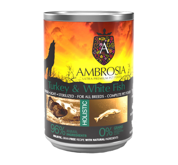 Ambrosia Grain Free Senior Sterilised Turkey & White Fish 400gr