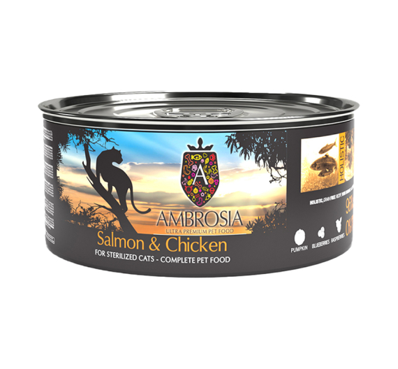 Ambrosia Grain Free Sterilised Cat Chicken & Salmon 150gr