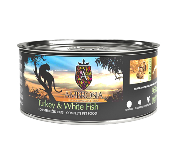 Ambrosia Grain Free Sterilised Cat Light Turkey & White Fish 150gr