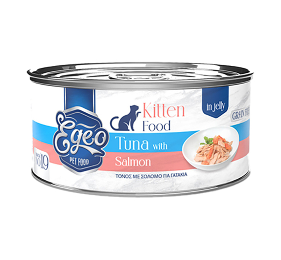 Egeo Cat Kitten Τόνος με Σολομό σε Ζελέ 85gr