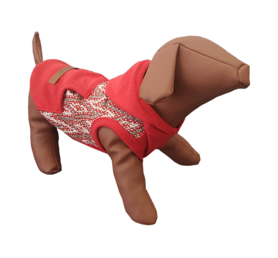 Woofmoda Μπλούζα Σκύλου με Κουκούλα Κόκκινο Ψαροκόκκαλο