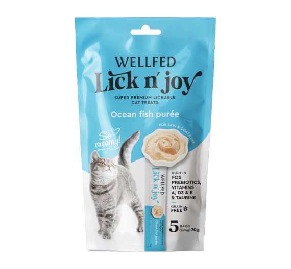 Wellfed Lick N' Joy Ocean Fish Κρεμώδης Λιχουδιά με Ψάρια Ωκεανού 70gr