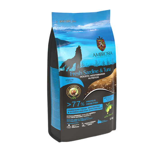 Ambrosia Mediterranean Grain Free Adult Fresh Sardine & Tuna 1.5kg
