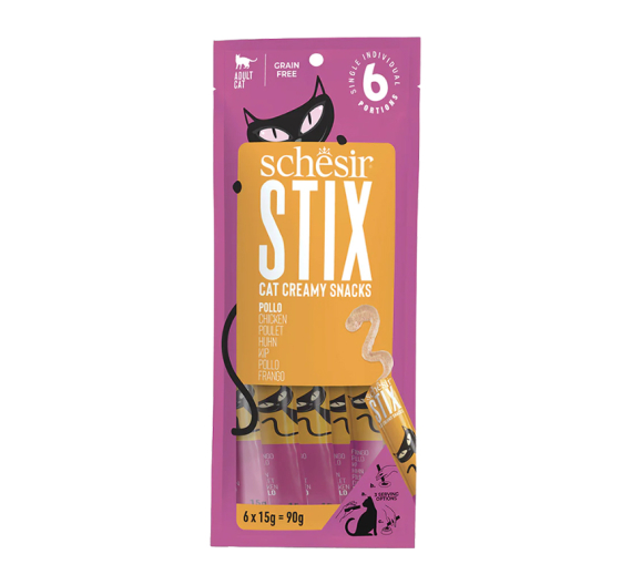 Schesir Cat Stix Pouch Treats Chicken 6x15gr Κρέμα Κοτόπουλο