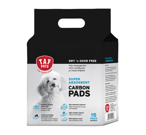 Taf Pets Carbon Training Pads Εκπαιδευτικές Πάνες με Ενεργό Άνθρακα 15τμχ