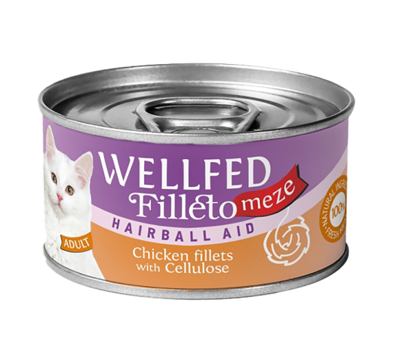 Wellfed Filleto Meze Adult Chicken & Cellulose Hairball Aid 70gr