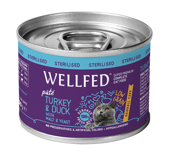 Wellfed Hairball Sterilised Turkey & Duck 200gr