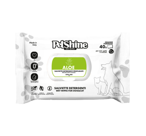 Petshine Υγρά Μαντηλάκια Καθαρισμού Aloe Vera 40τμχ