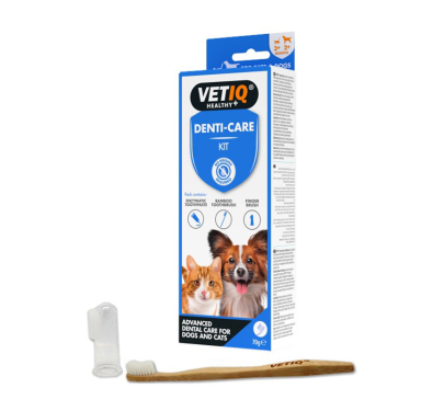 VetIQ Denti-Care Kit Οδοντόβουρτσα, Οδοντόκρεμα 70gr & Βουρτσάκι Δακτύλου