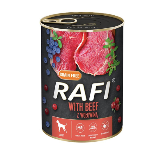 Rafi Dog Adult Πατέ με Βοδινό, Μύρτιλο & Κράνμπερι 400gr