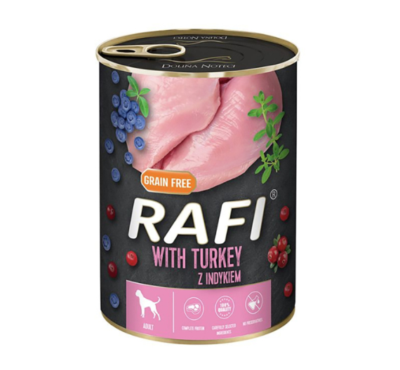 Rafi Dog Adult Πατέ με Γαλοπούλα, Μύρτιλο & Κράνμπερι 400gr Rafi Dog Adult Πατέ με Γαλοπούλα, Μύρτιλο & Κράνμπερι 400gr