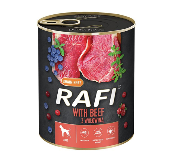 Rafi Dog Adult Πατέ με Βοδινό, Μύρτιλο & Κράνμπερι 800gr