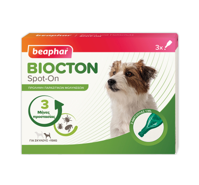 Beaphar Biocton Spot On Dog έως 15kg Αμπούλες 3x1ml Αντιπαρασιτικές