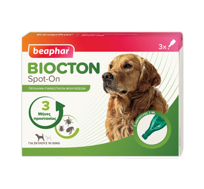 Beaphar Biocton Spot On Dog 15kg - 30kg Αμπούλες 3x2ml Αντιπαρασιτικές