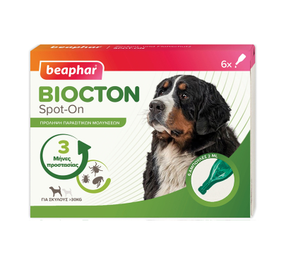 Beaphar Biocton Spot On Dog από 30kg Αμπούλες 6x2ml Αντιπαρασιτικές