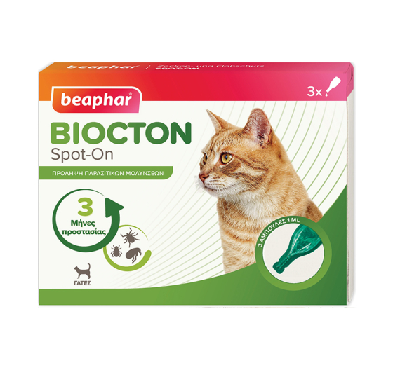 Beaphar Biocton Spot On Cat Αμπούλες Γάτας 3x1ml Αντιπαρασιτικές