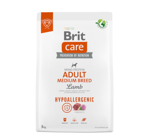 Brit Care Hypoallergenic Dog Adult Medium Lamb & Rice 3kg