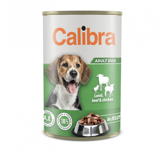 Calibra Premium Dog Can Lamb, Beef & Chicken in Jelly 1240gr