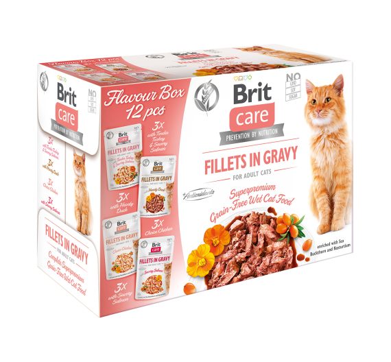 Brit Care Cat Fillets in Gravy Flavour Box 1020gr (12x85gr)