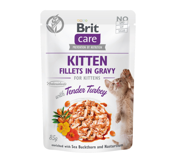 Brit Care Kitten Fillets in Gravy Turkey 85gr
