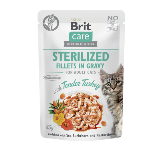 Brit Care Cat Sterilised Fillets in Gravy Turkey 85gr