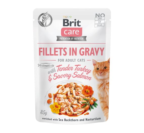 Brit Care Cat Fillets in Gravy Turkey & Salmon 85gr