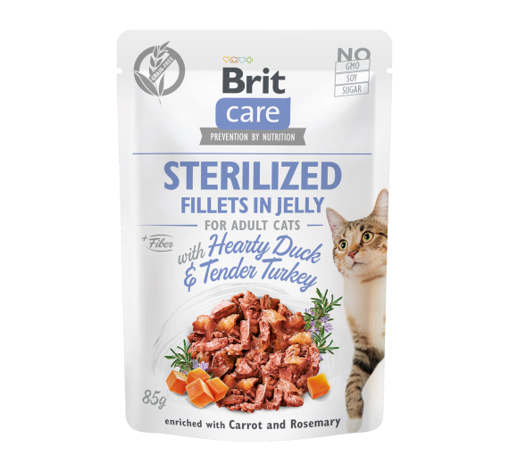 Brit Care Cat Sterilised Fillets in Jelly Duck & Turkey 85gr Brit Care Cat Sterilised Fillets in Jelly Duck & Turkey 85gr
