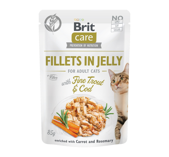 Brit Care Cat Fillets in Jelly Trout & Cod 85gr