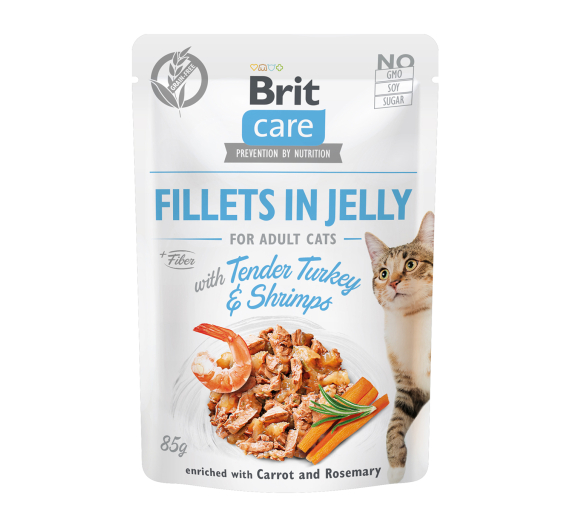 Brit Care Cat Fillets in Jelly Turkey & Shrimp 85gr