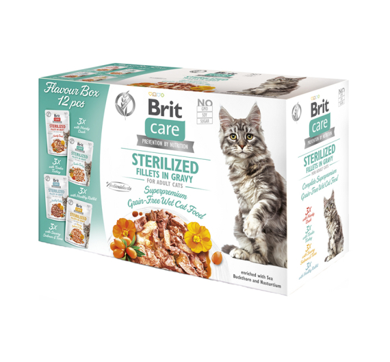 Brit Care Cat Sterilised Fillets in Gravy Flavour Box 1020gr (12x85gr)