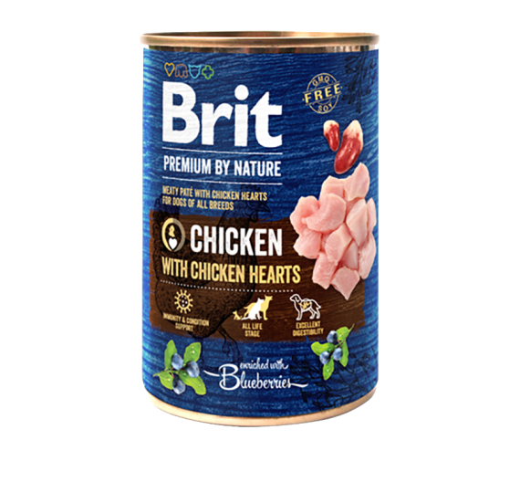 Brit Premium By Nature Dog Cans Chicken With Hearts 400gr