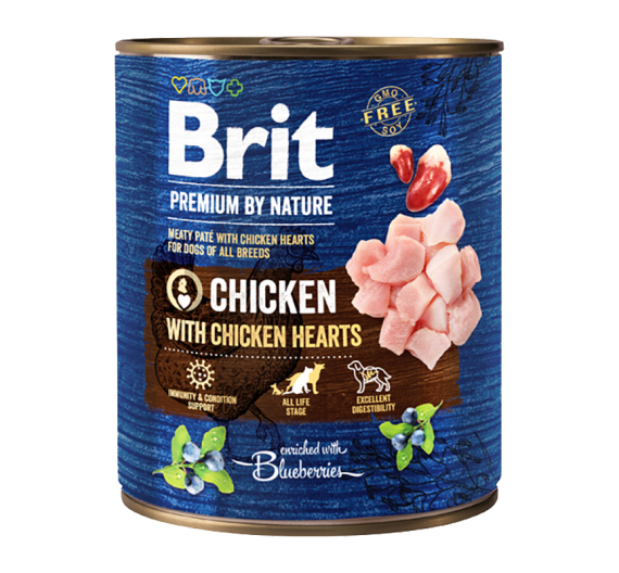 Brit Premium By Nature Dog Cans Chicken With Hearts 800gr