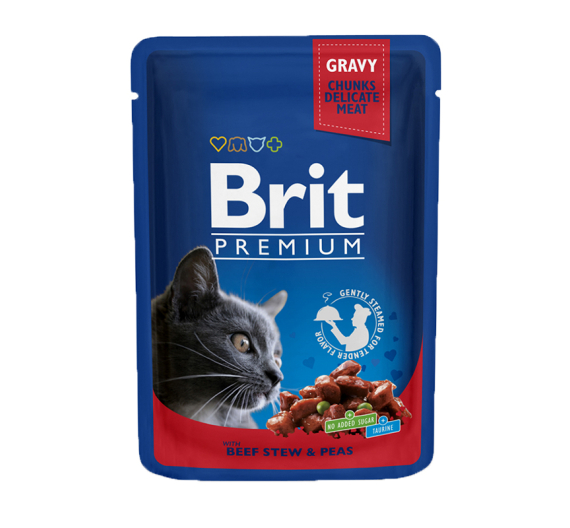 Brit Premium Cat Adult Pouch Beef 100gr