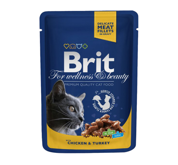 Brit Premium Cat Adult Pouch Chicken & Turkey 100gr