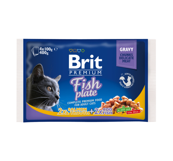 Brit Premium Cat Adult Pouch Fish Plate 400gr (4x100gr)