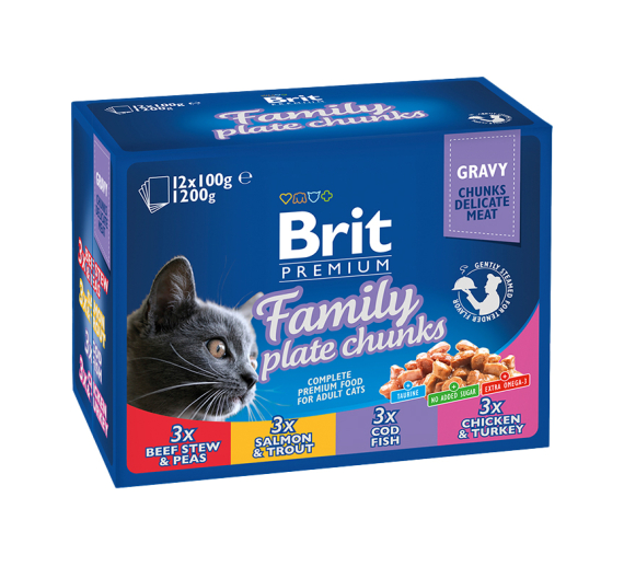 Brit Premium Cat Adult Pouch Family 1200gr (12x100gr)