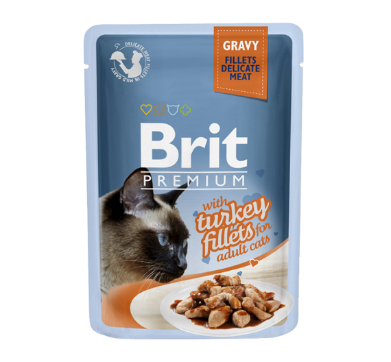 Brit Premium Cat Adult Pouch Gravy Turkey Fillets 85gr
