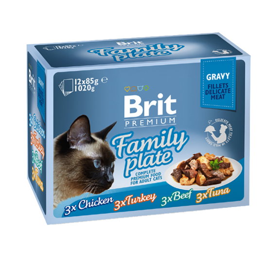 Brit Premium Cat Adult Pouch Gravy Fillets Family 1020gr (12x85gr)