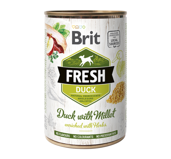 Brit Fresh Dog Can Duck with Millet 400gr