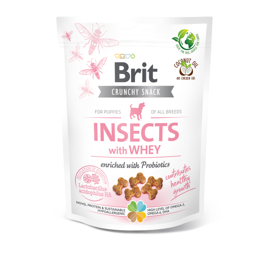 Brit Puppy Snack Crunchy Cracker Insects & Whey 200gr