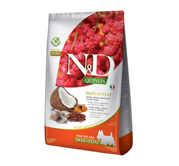 N&D Quinoa Grain Free Skin & Coat Herring Mini 2.5kg N&D Quinoa Grain Free Skin & Coat Herring Mini 2.5kg