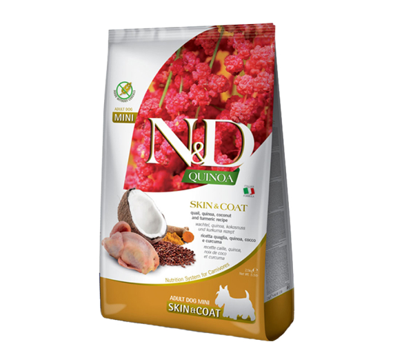 N&D Quinoa Grain Free Skin & Coat Quail Mini 2.5kg N&D Quinoa Grain Free Skin & Coat Quail Mini 2.5kg