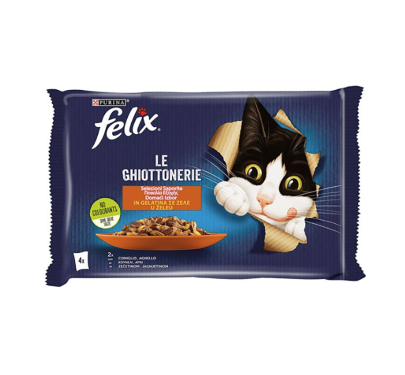 Felix Πολυσυσκευασία με Κουνέλι & Αρνί σε Ζελέ 4x85gr