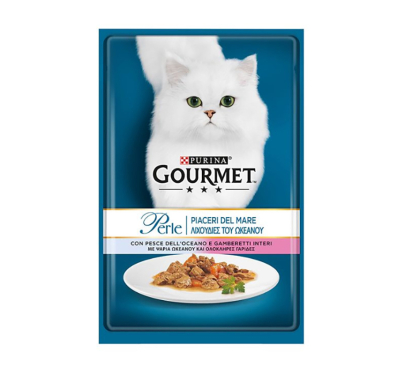 Purina Gourmet Perle Φιλετάκια με Ψάρια Ωκεανού & Γαρίδες 85gr