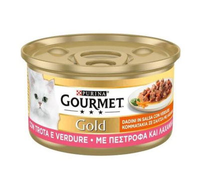 Purina Gourmet Gold Κομματάκια σε Σάλτσα Πέστροφα & Λαχανικά 85gr