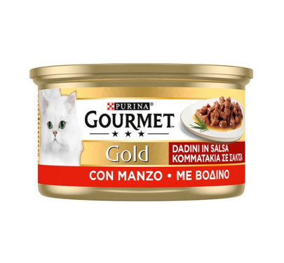 Purina Gourmet Gold Κομματάκια σε Σάλτσα Βοδινό 85gr